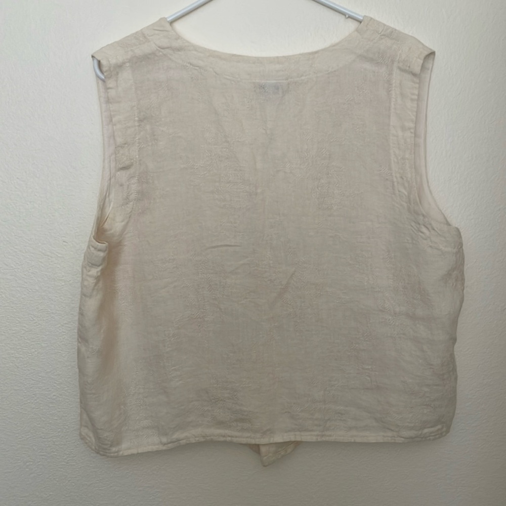 Rare CP Shades Embroidered 100% Linen Vest Vintage Y2K - Picture 2 of 6